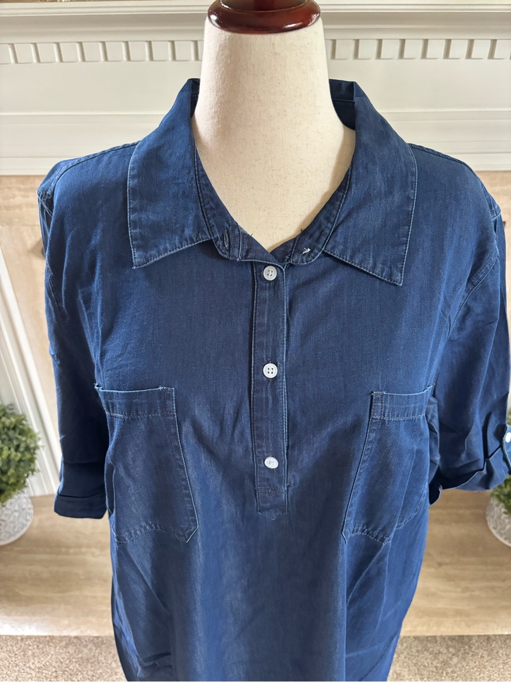 *NEW* Karen Scott Plus - Woven Dress - 1/4 Button - 3/4 Sleeve - Size 3X - Picture 2 of 7